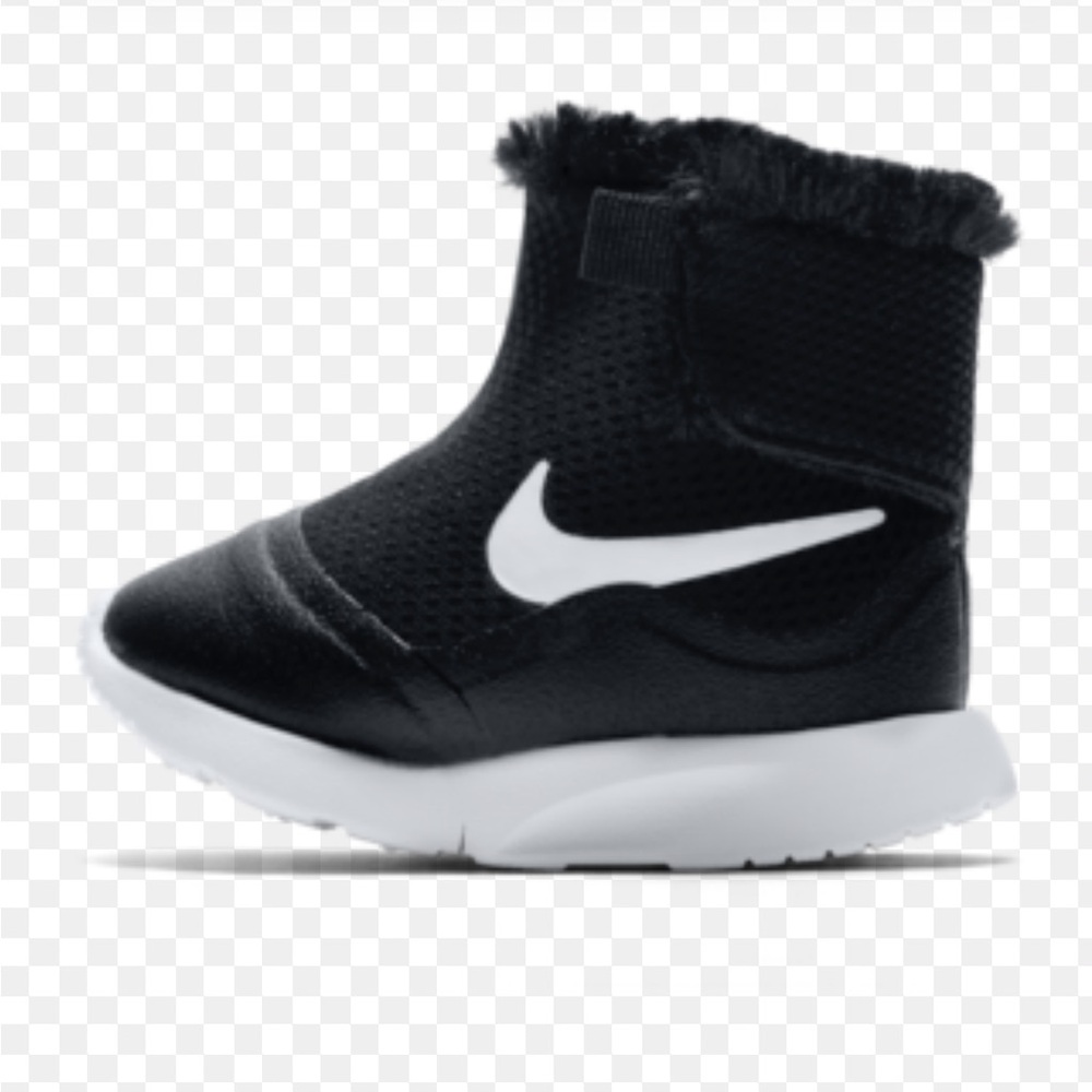 Nike Tanjun High Little Kids' Boots in black white with faux fur lining size 8